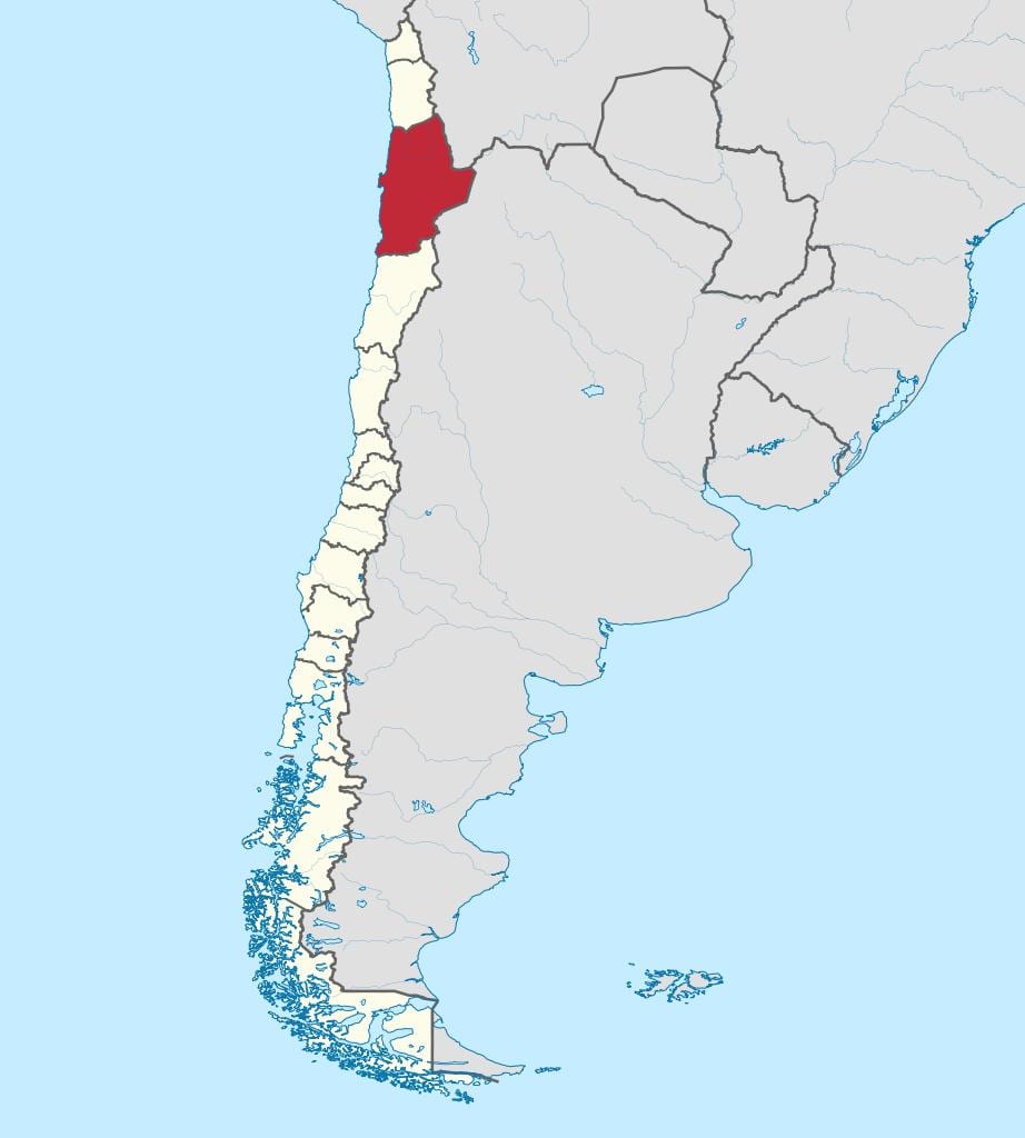 Kaart van antofagasta in Chili