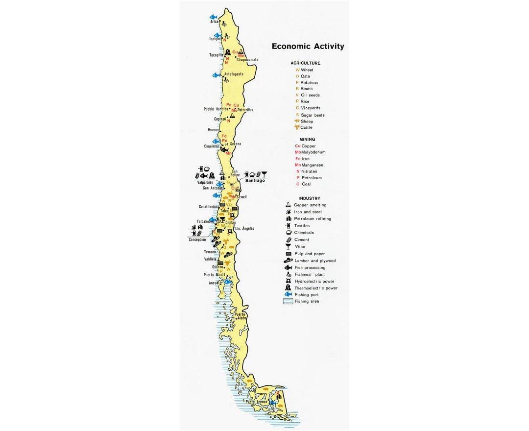 Kaart van Chileense havens
