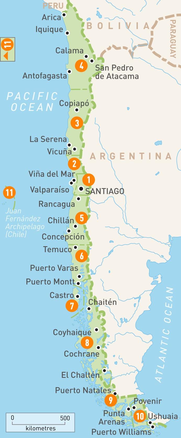 Chili provincies kaart