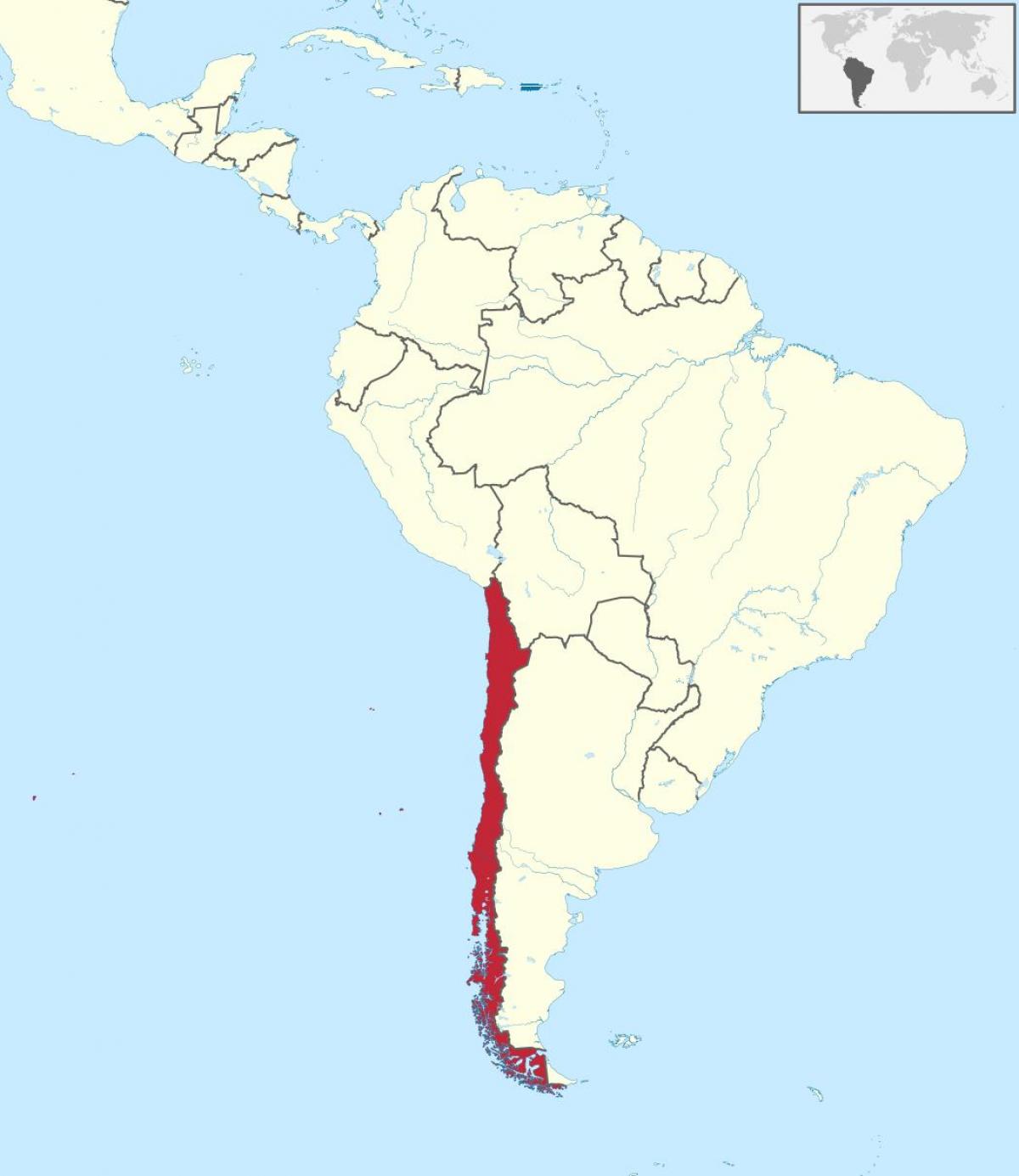 Chili in zuid-amerika kaart bekijken