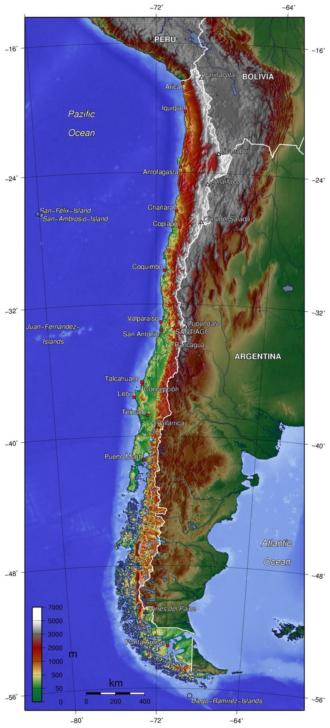 Chili geografische kaart