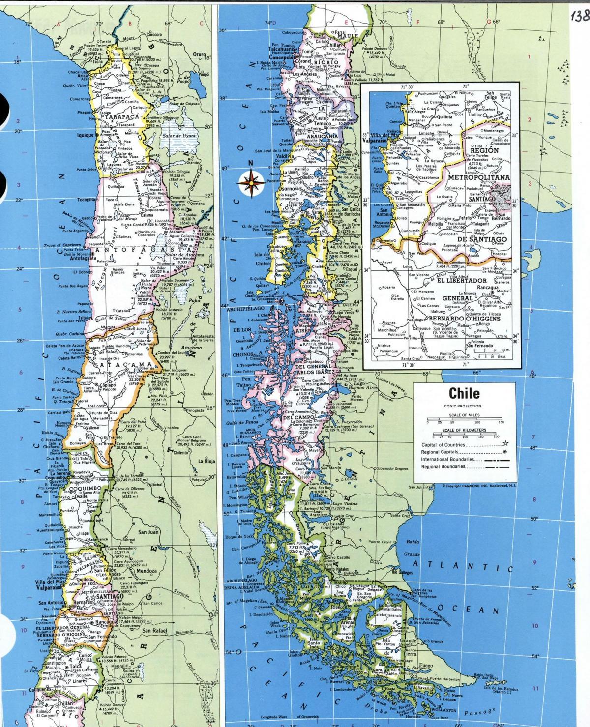 Kaart van gedetailleerde Chili