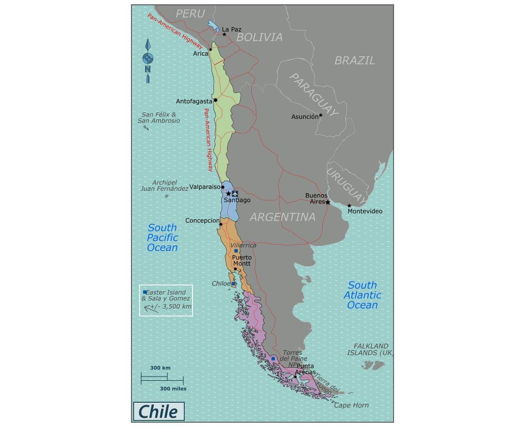 Kaart van valdivia in Chili