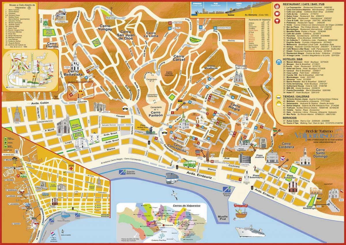 toeristische kaart van valparaiso Chili