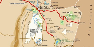 Kaart van de atacama in Chili